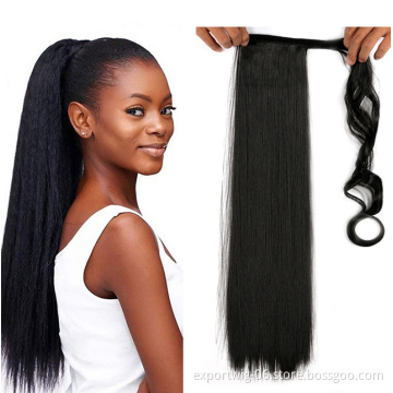 Ponytail Synthetic Hair Extensions Attachment Hair 22 Inch Braid Hair  Crochet Fiber Clip in Ponytail